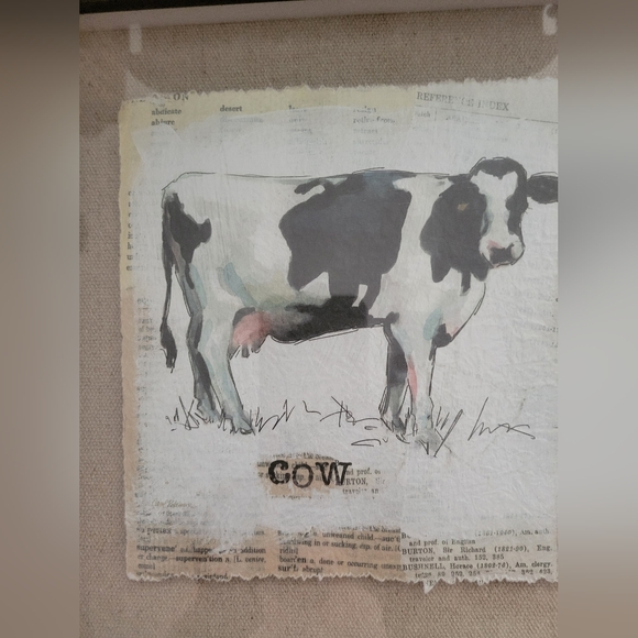 Framed Cow Art Print - Brown, black and White rustic feeling - Picture 2 of 4